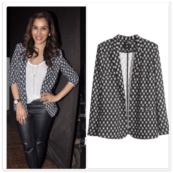 black and white print jacket